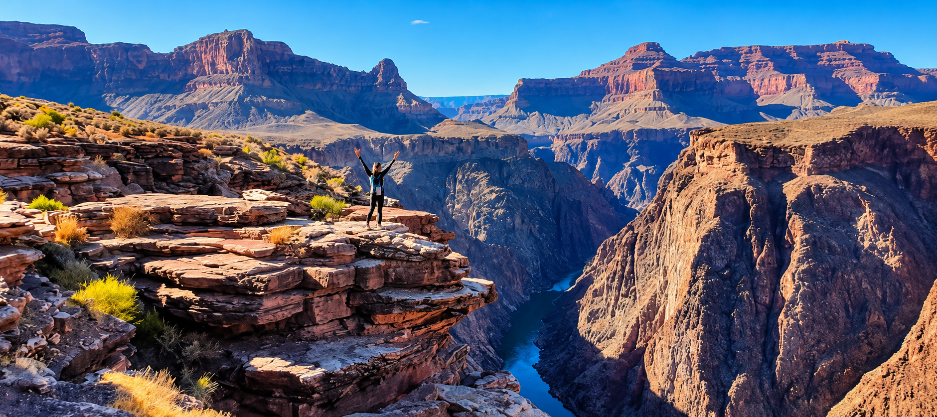 A tiny adventurer within the vast Grand Canyon
